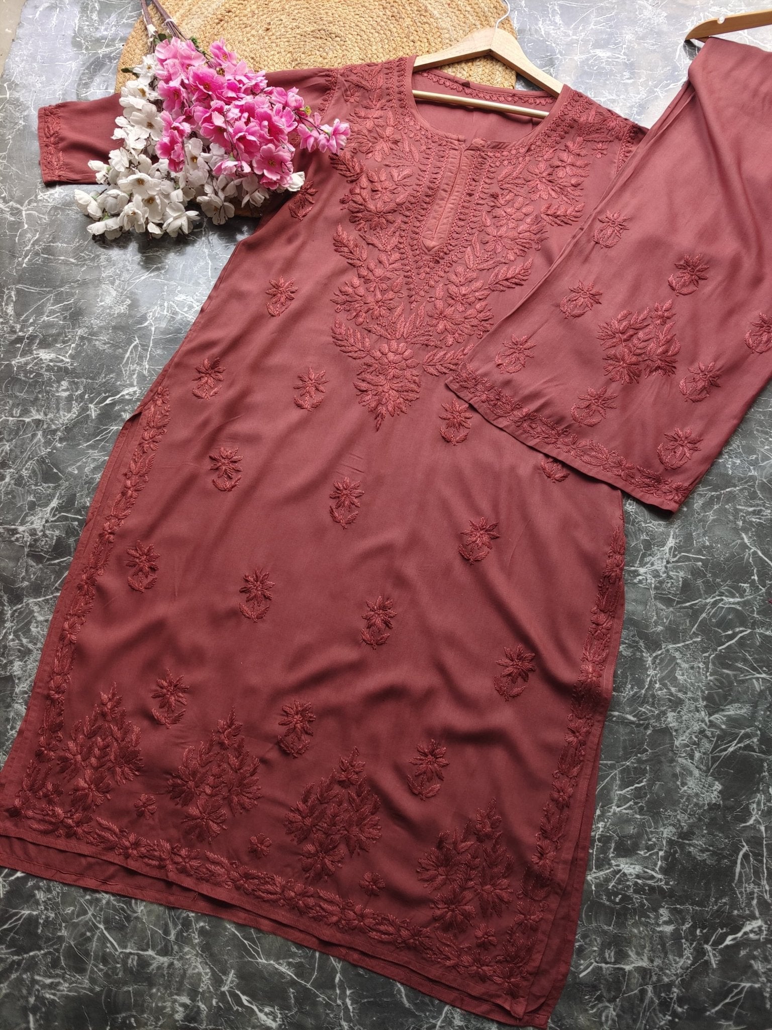 Export Quality Rayon Dyed 3d Embroidery Set - Chikankari official