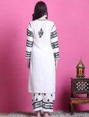Exquisite White Embroidered Kurta Set - Chikankari official