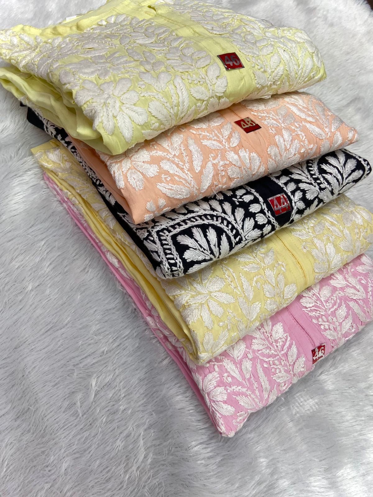 Fancy Chanderi Silk Combo - Chikankari official
