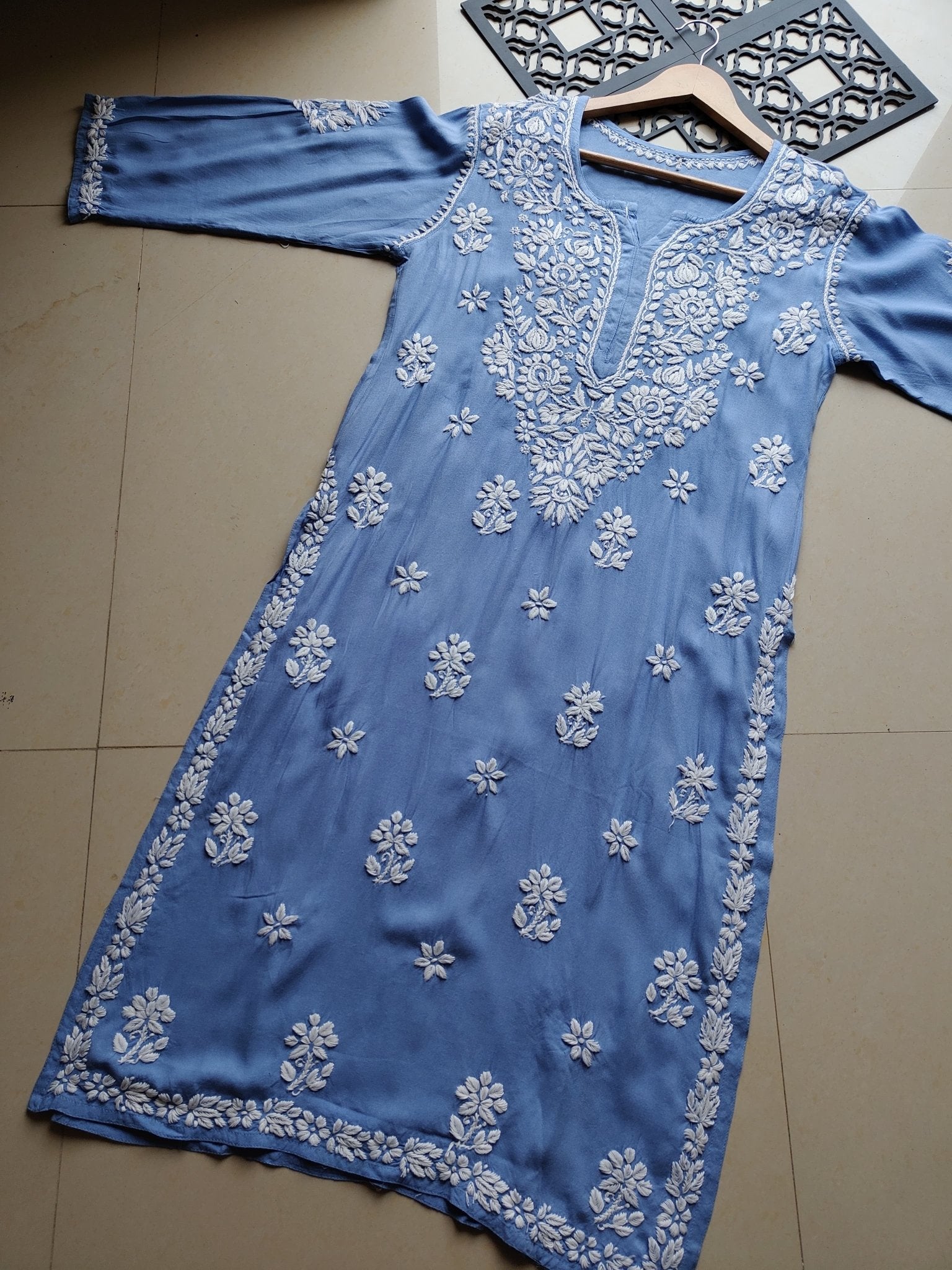 Fancy Rayon Kurta with heavy work - Chikankari official