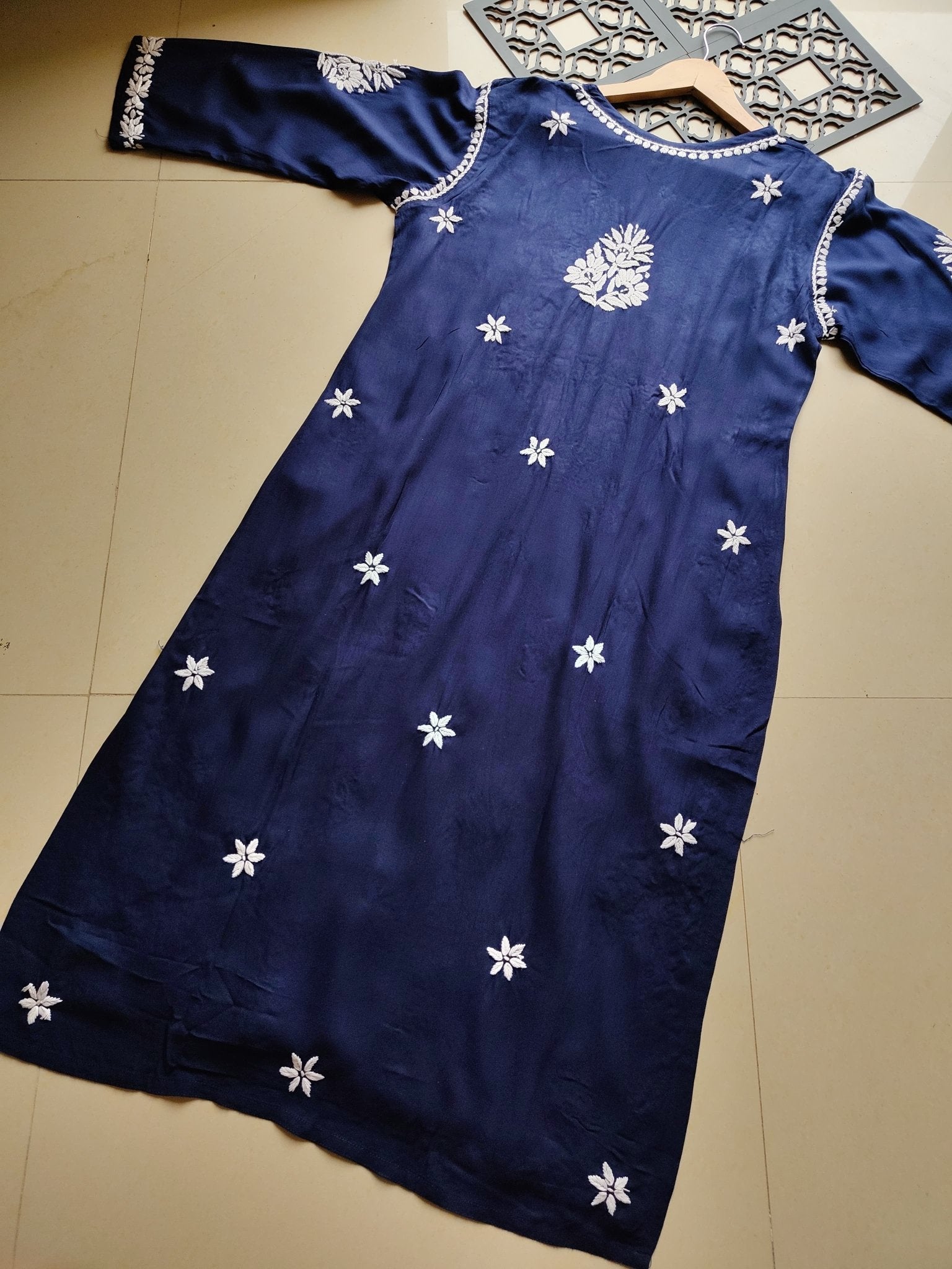 Fancy Rayon Kurta with heavy work - Chikankari official