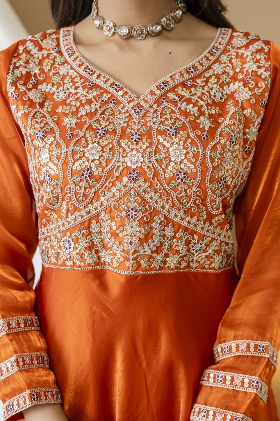 Fancy Silk 3pc Heavy embroidered set - Chikankari official