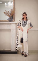 Farshi salwar and pire party wear Top with dupatta - Chikankari official