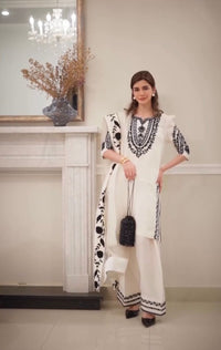 Farshi salwar and pire party wear Top with dupatta - Chikankari official