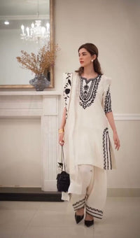 Farshi salwar and pire party wear Top with dupatta - Chikankari official