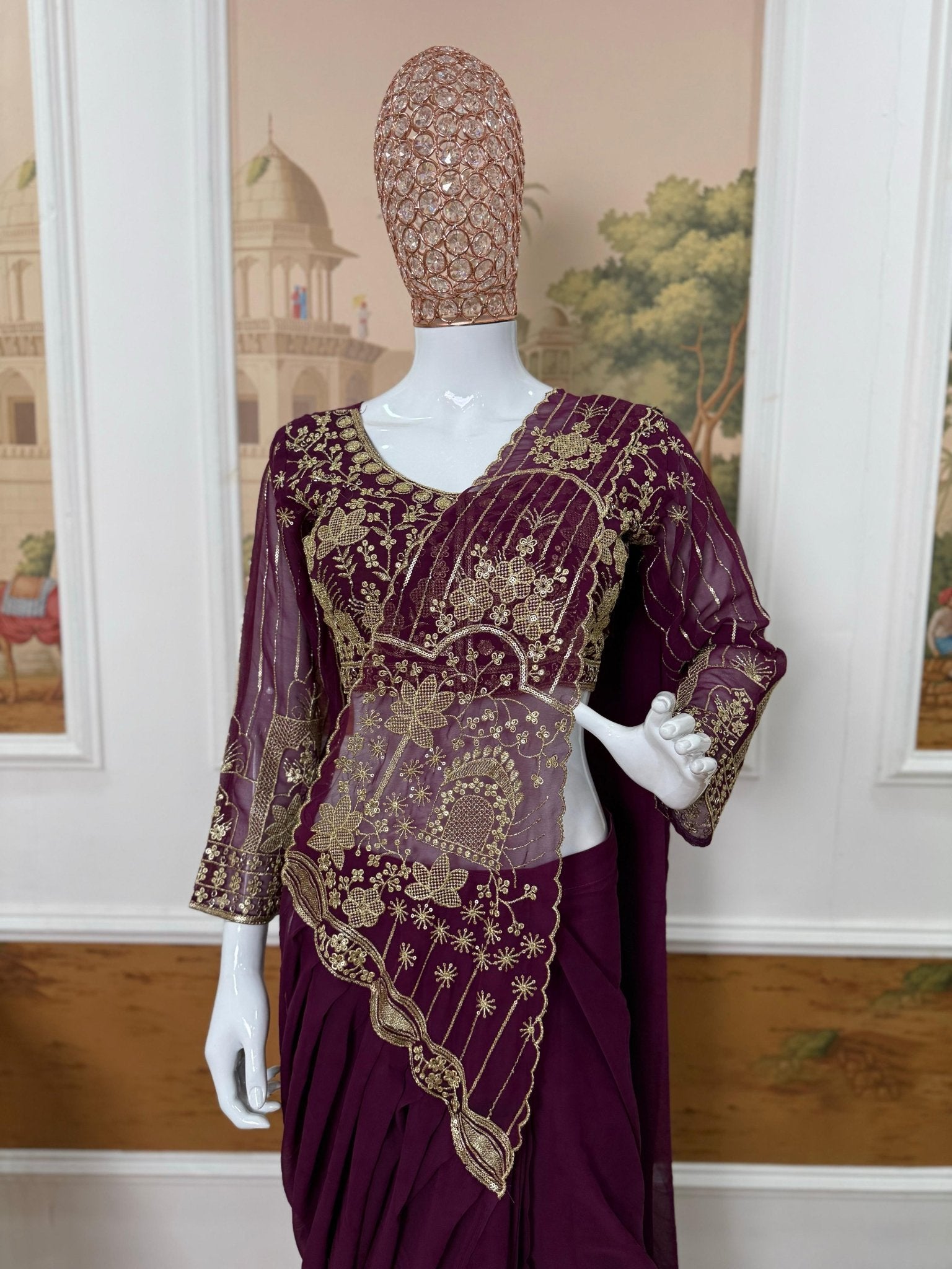 Faux Georgette tending saree - Chikankari official