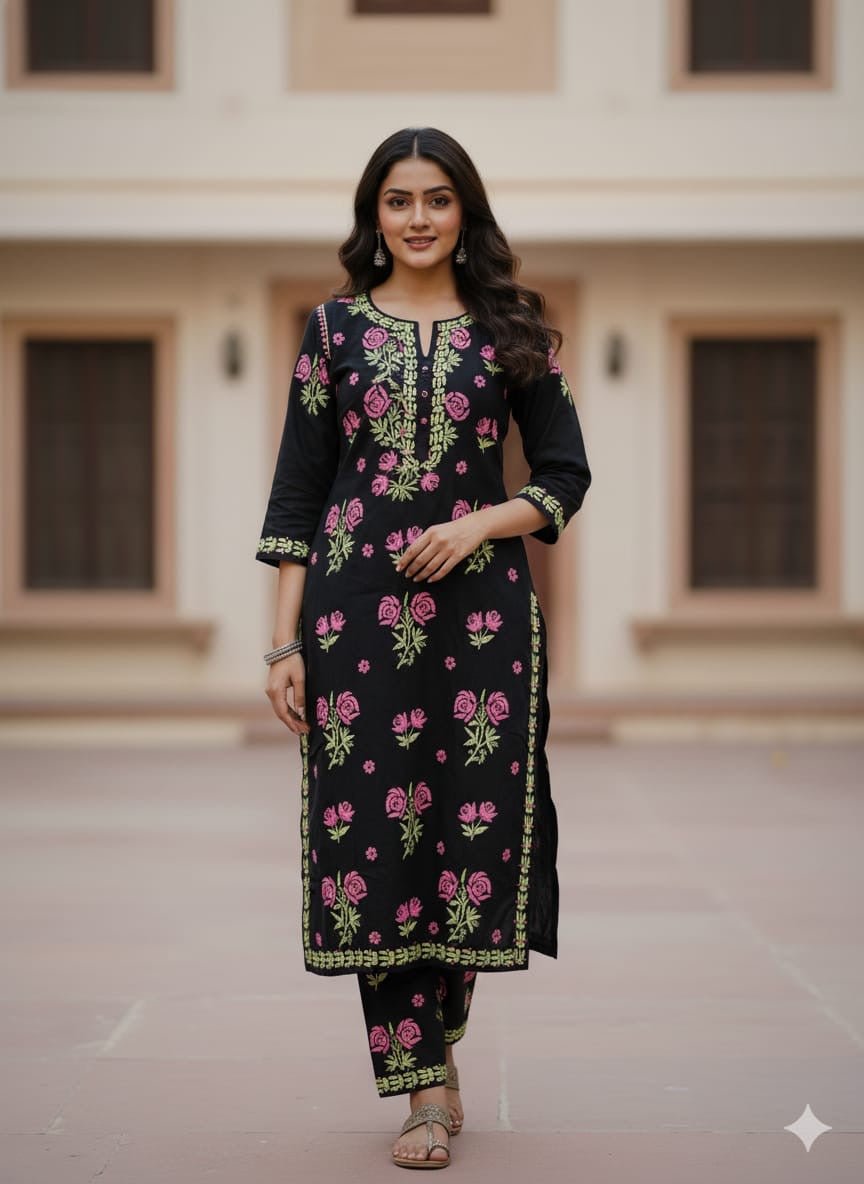 Festive Special modal Multi Thread Co - ord Set - Chikankari official