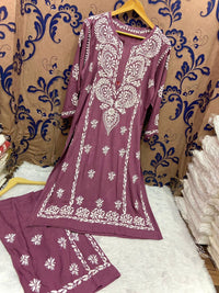 Finest quality intricate Hand Embroidery Rayon Combo - Chikankari official