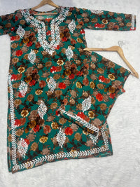 Floral Printed Big Buta Mul combo - Chikankari official