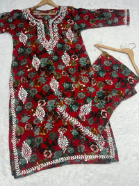 Floral Printed Big Buta Mul combo - Chikankari official