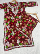 Floral Printed Big Buta Mul combo - Chikankari official