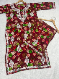 Floral Printed Big Buta Mul combo - Chikankari official