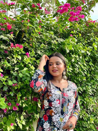 Floral Printed Mul Mul Plazo Set - Chikankari official