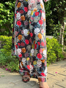 Floral Printed Mul Mul Plazo Set - Chikankari official