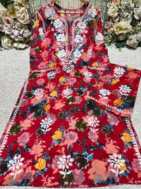 Floral Printed Mul Mul Plazo Set - Chikankari official