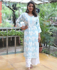 Flower 3d Jaal Kurta Luxe adorned - Chikankari official