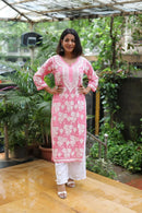 Flower 3d Jaal Kurta Luxe adorned - Chikankari official