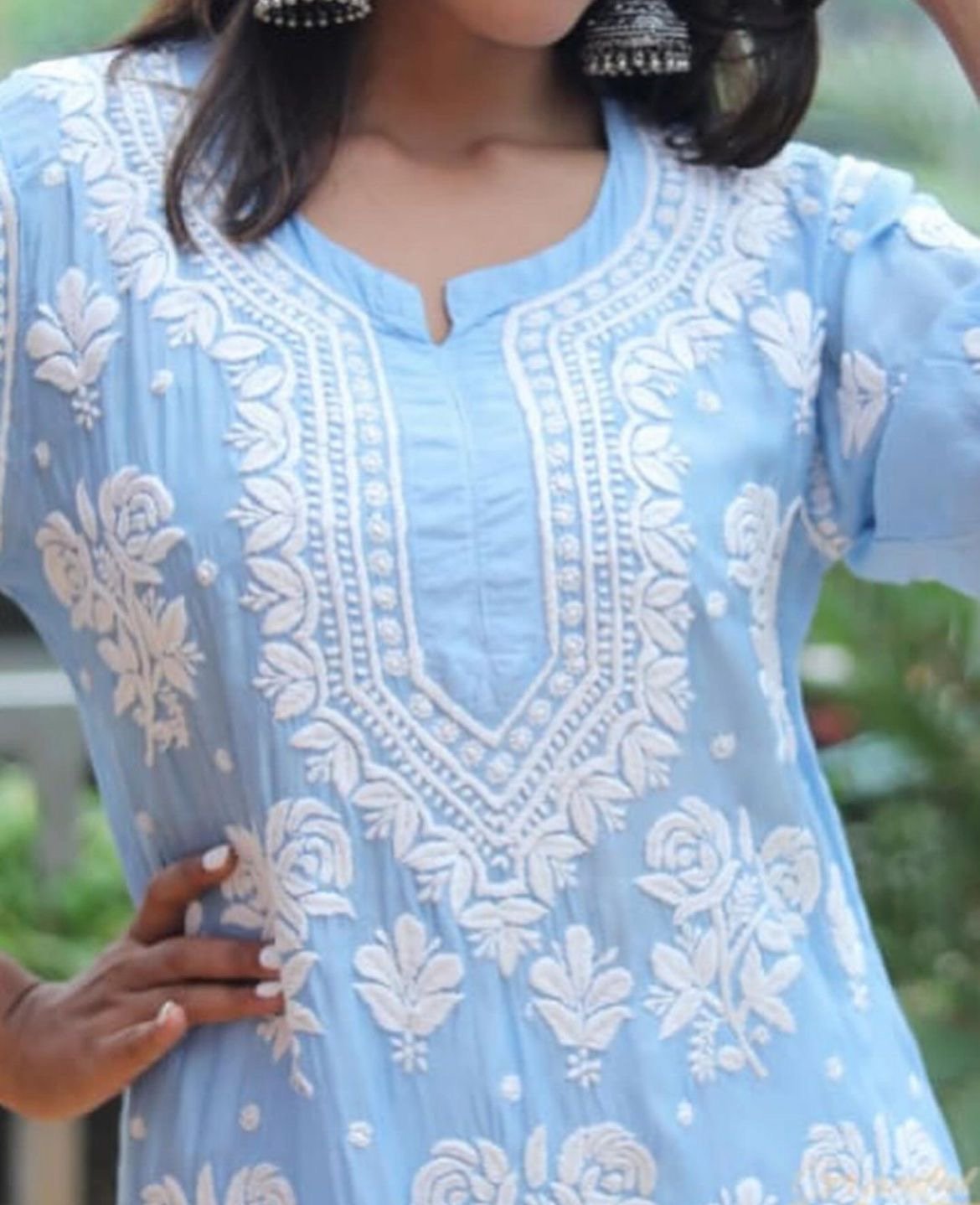 Flower 3d Jaal Kurta Luxe adorned - Chikankari official