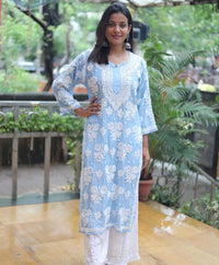 Flower 3d Jaal Kurta Luxe adorned - Chikankari official