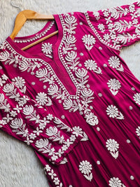 Flower Jaal 3d chikankari Chadi Muslin Kurta - Chikankari official