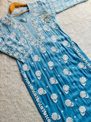 Flower Jaal 3d chikankari Chadi Muslin Kurta - Chikankari official