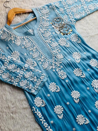 Flower Jaal 3d chikankari Chadi Muslin Kurta - Chikankari official