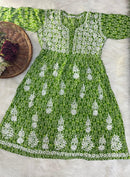 Flower Printed mul mul gown - Chikankari official
