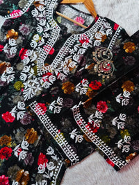 Flower printed Rayon set - Chikankari official