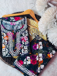 Flower printed Rayon set - Chikankari official