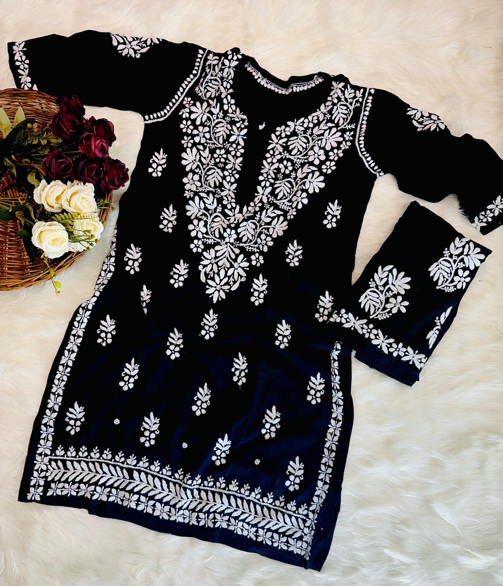 Fresh 3d Work rayon co - ord - Chikankari official