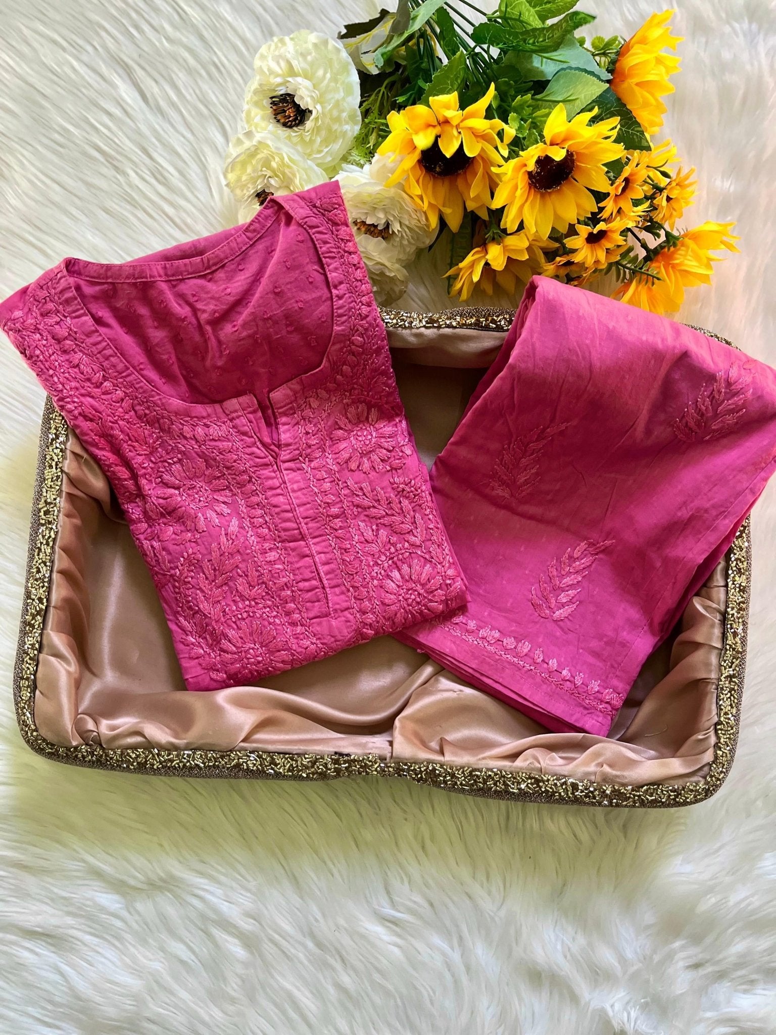 Fresh Dobby cotton Tone to Tone combo - Chikankari official