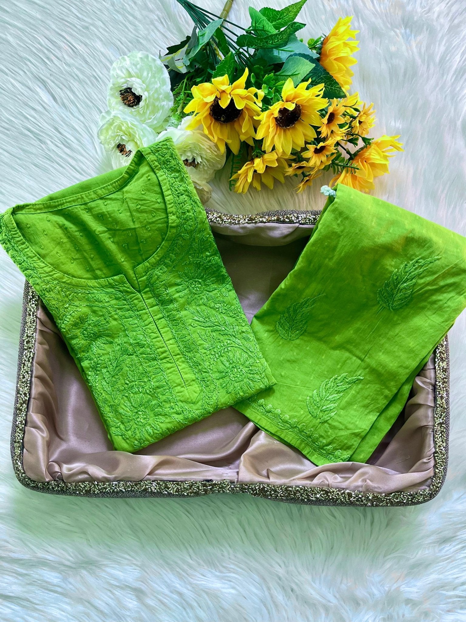 Fresh Dobby cotton Tone to Tone combo - Chikankari official