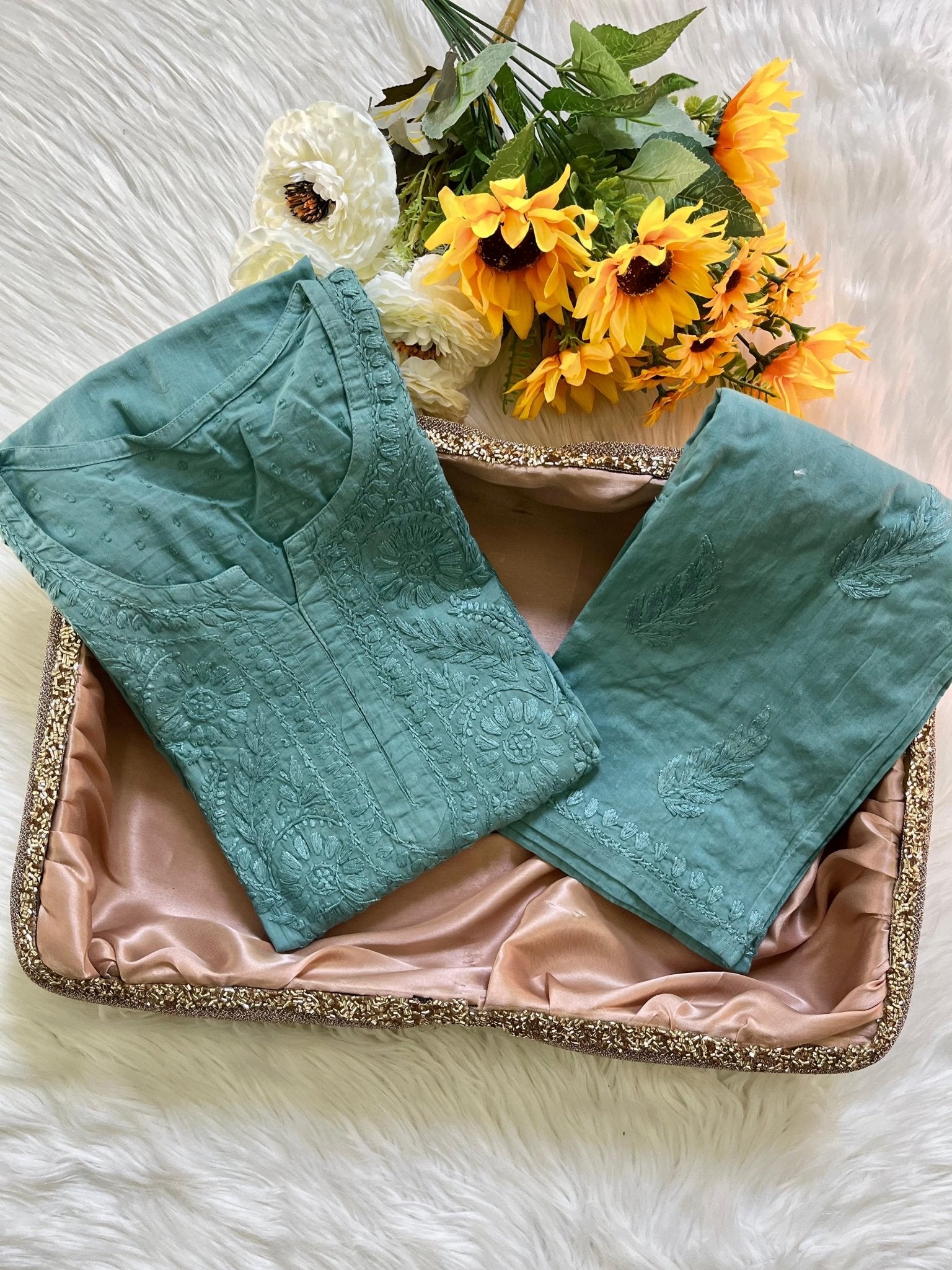 Fresh Dobby cotton Tone to Tone combo - Chikankari official