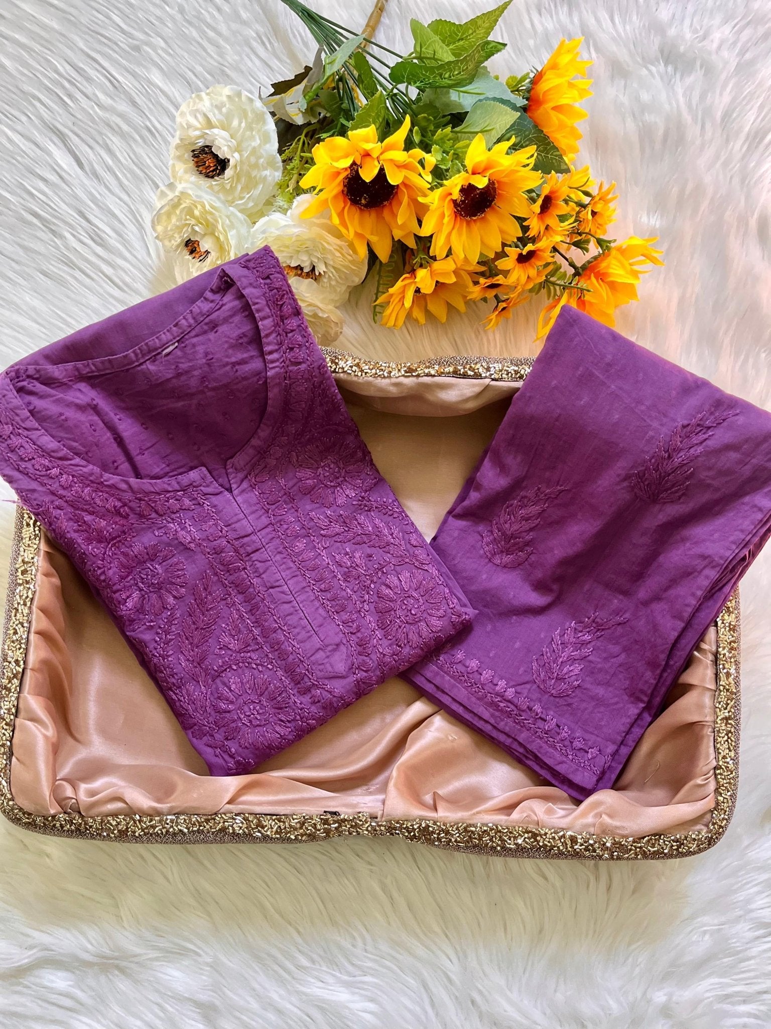 Fresh Dobby cotton Tone to Tone combo - Chikankari official