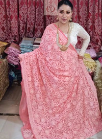 Full Jaal Georgette Saree All over Work Finest Finishing With Blouse - Chikankari official