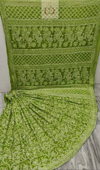 Full Jaal Georgette Saree All over Work Finest Finishing With Blouse - Chikankari official