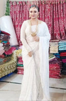 Full Jaal Georgette Saree All over Work Finest Finishing With Blouse - Chikankari official