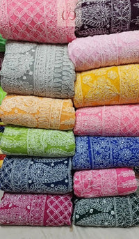 Full Jaal Georgette Saree All over Work Finest Finishing With Blouse - Chikankari official