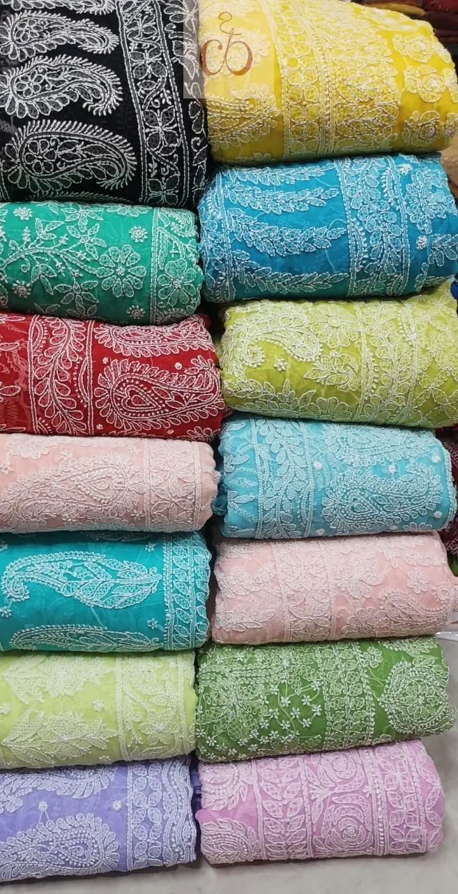 Full Jaal Georgette Saree All over Work Finest Finishing With Blouse - Chikankari official