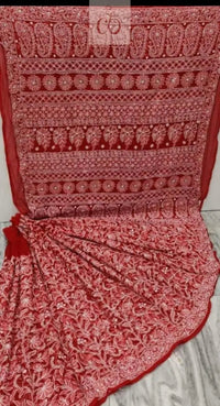 Full Jaal Georgette Saree All over Work Finest Finishing With Blouse - Chikankari official
