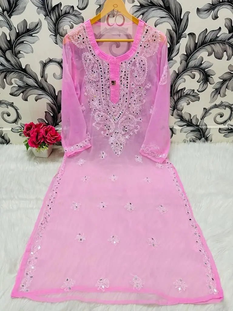Gala buti Mirror Kurtis with inner - Chikankari official