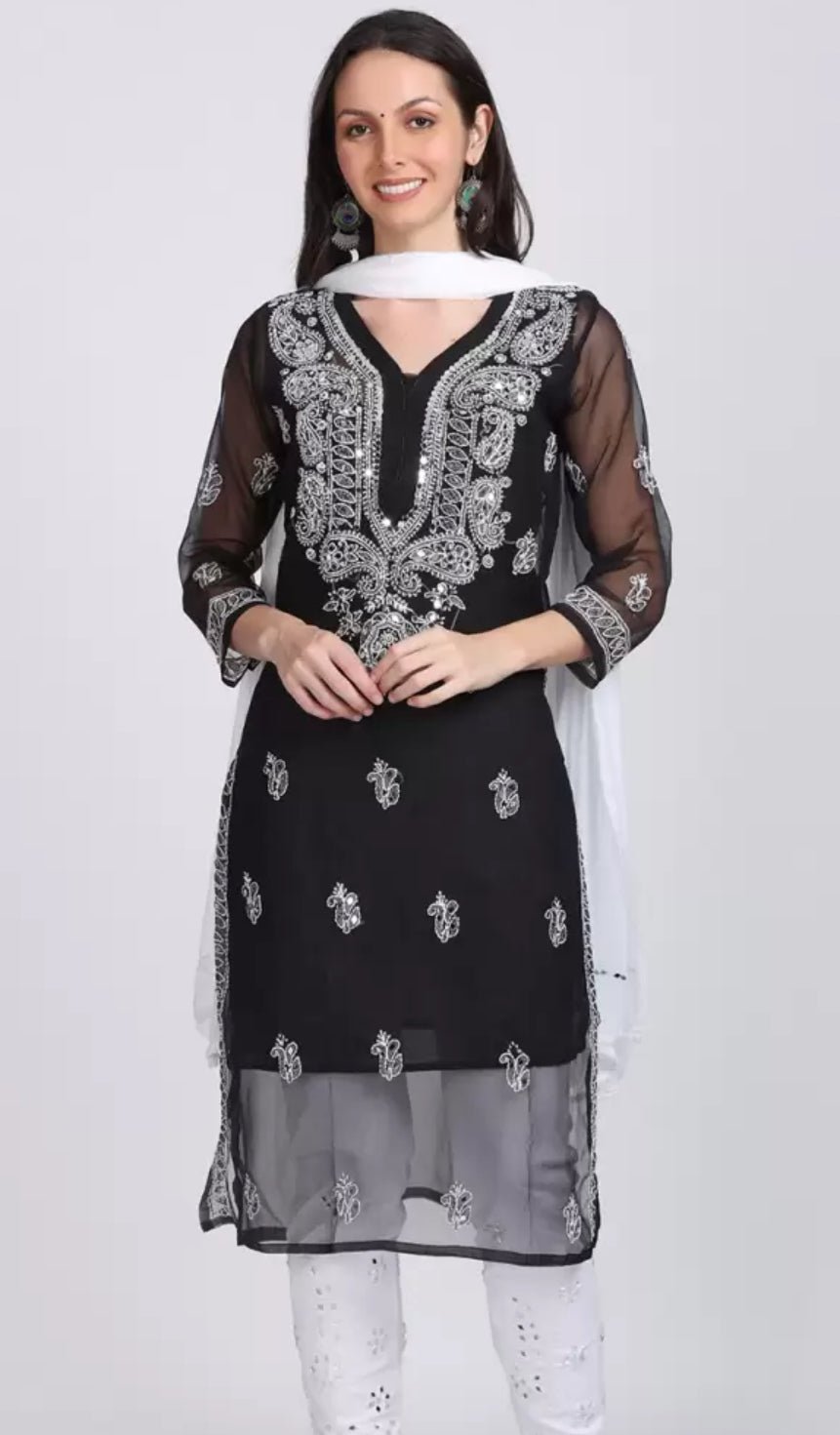Gala buti Mirror Kurtis with inner - Chikankari official