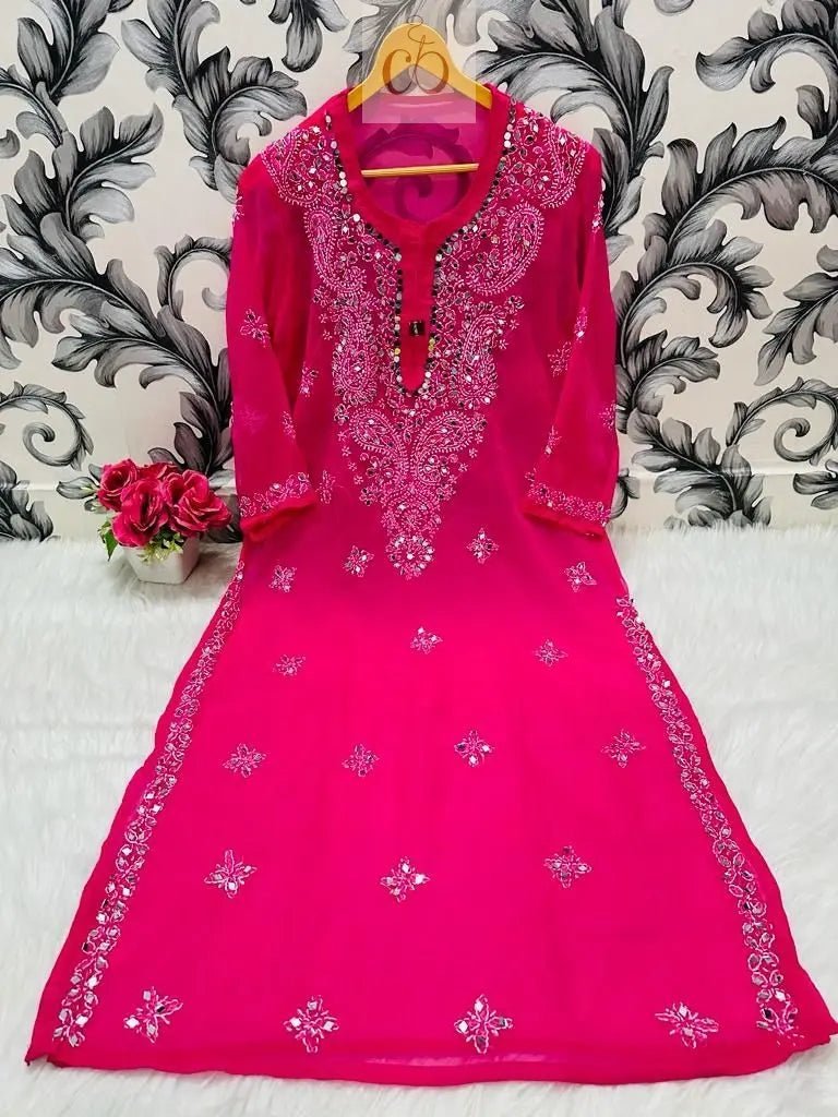 Gala buti Mirror Kurtis with inner - Chikankari official