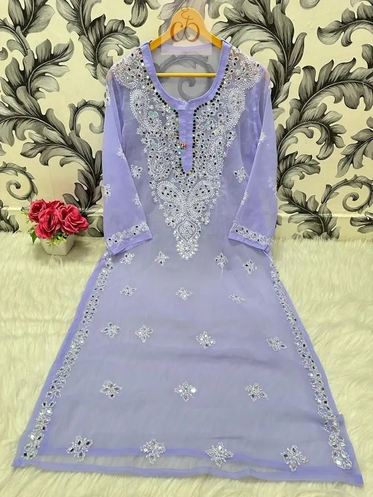 Gala buti Mirror Kurtis with inner - Chikankari official