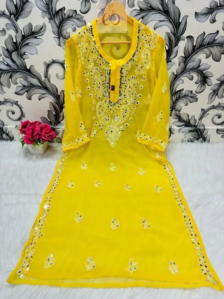 Gala buti Mirror Kurtis with inner - Chikankari official