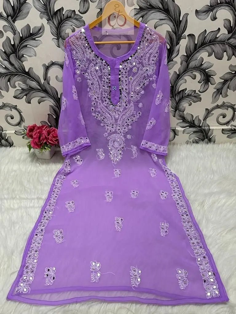 Gala buti Mirror Kurtis with inner - Chikankari official
