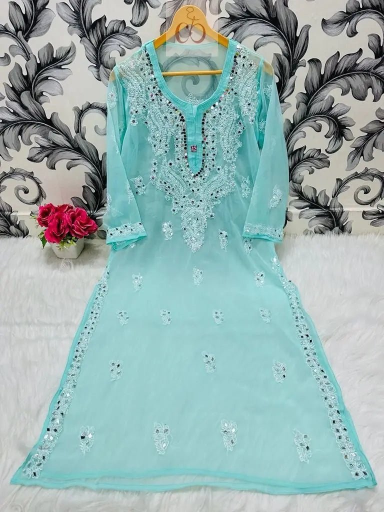 Gala buti Mirror Kurtis with inner - Chikankari official