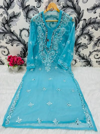 Gala buti Mirror Kurtis with inner - Chikankari official