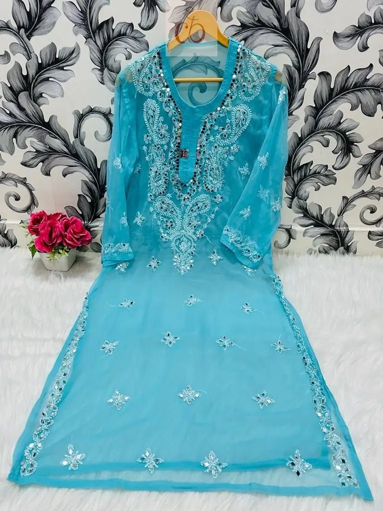 Gala buti Mirror Kurtis with inner - Chikankari official
