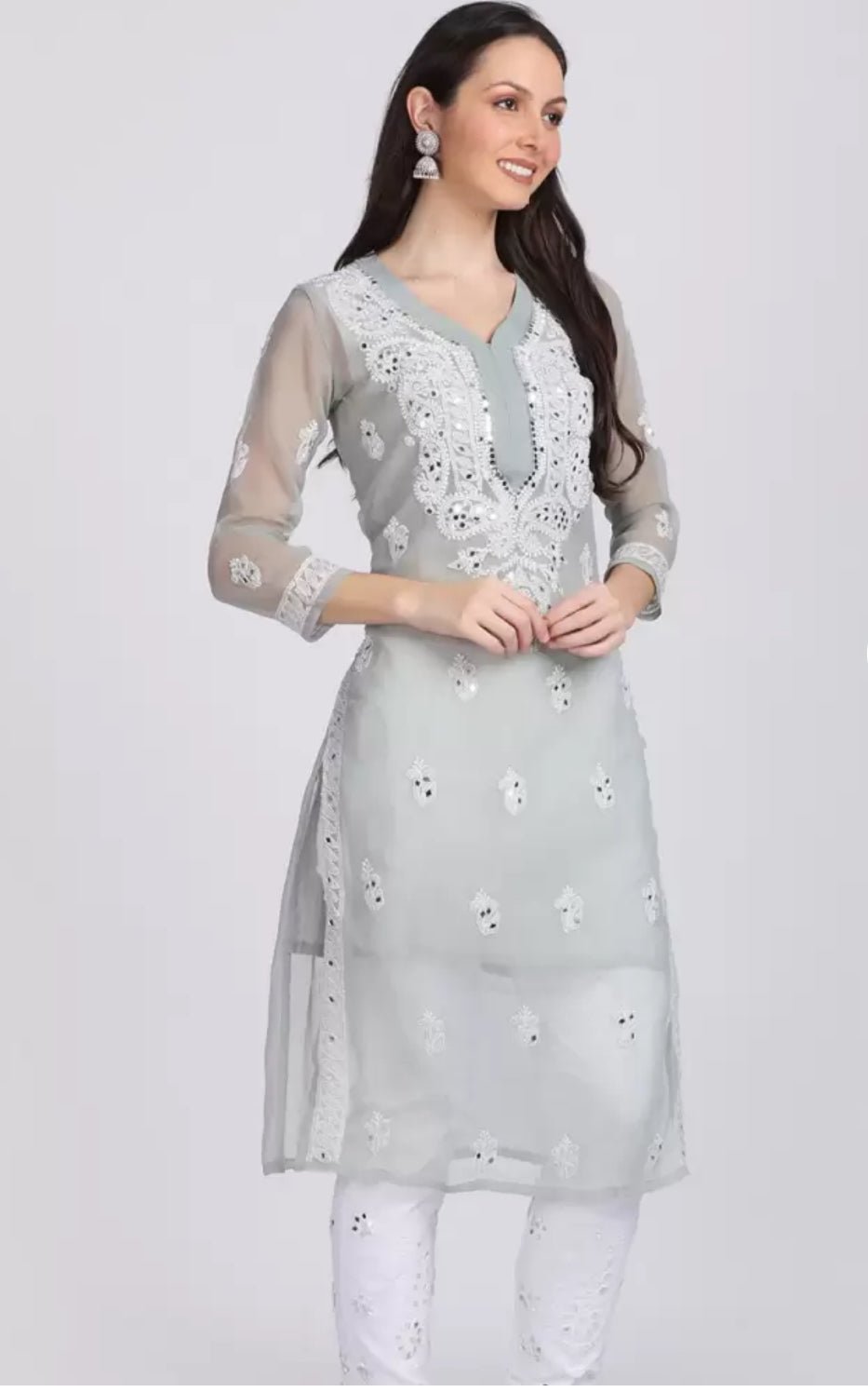 Gala buti Mirror Kurtis with inner - Chikankari official